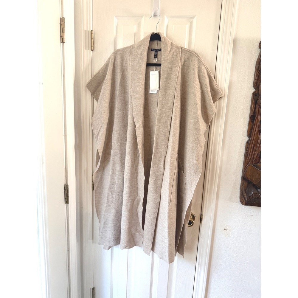 Eileen Fisher Maple Oat 100% RWS Wool Oversized Poncho Shawl Collar small/medium